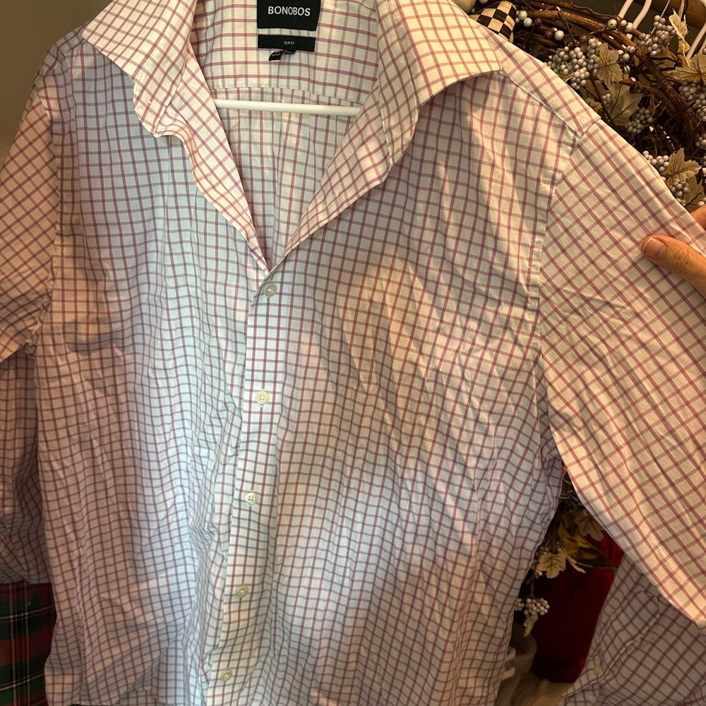 Bonobos Pink and White Casual Button Down Shirt